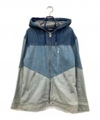 DIESELディーゼル）の古着「パッチワークフーデットデニムジャケット」｜インディゴ