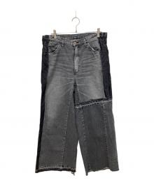 Wrangler（ラングラー）の古着「リメイクワイドデニムパンツ」｜ブラック