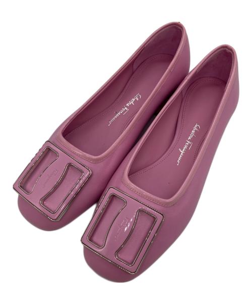 Salvatore Ferragamo（サルヴァトーレ フェラガモ）Salvatore Ferragamo (サルヴァトーレ フェラガモ) MYRNAフラットパンプス ピンク サイズ:6の古着・服飾アイテム