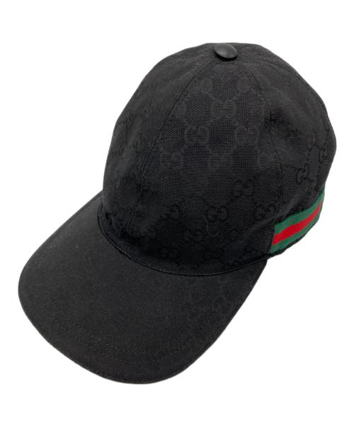 GUCCI（グッチ）GUCCI (グッチ) GGキャンバスベースボールキャップ ブラック サイズ:XS(56cm)の古着・服飾アイテム