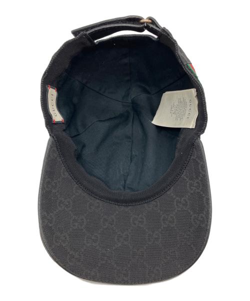 GUCCI（グッチ）GUCCI (グッチ) GGキャンバスベースボールキャップ ブラック サイズ:XS(56cm)の古着・服飾アイテム