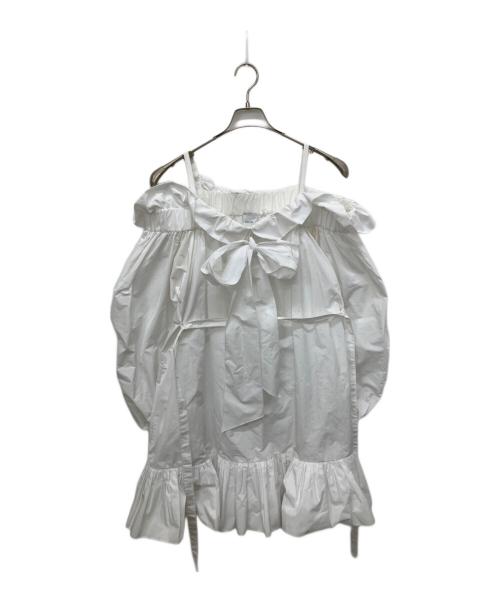 patou（パトゥ）Patou (パトゥ) Volume ラッフル ミニドレス ホワイト サイズ:36の古着・服飾アイテム