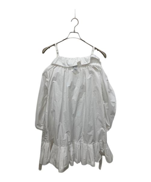 patou（パトゥ）Patou (パトゥ) Volume ラッフル ミニドレス ホワイト サイズ:36の古着・服飾アイテム