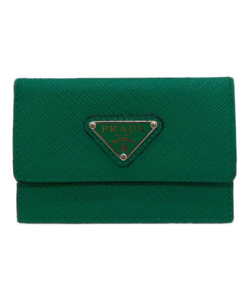 PRADA（プラダ）PRADA (プラダ) サフィアーノ三角プレートカードケース グリーンの古着・服飾アイテム