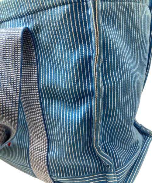 HERMES（エルメス）HERMES (エルメス) カヴァルストライプマザーズトートバッグ ブルーの古着・服飾アイテム
