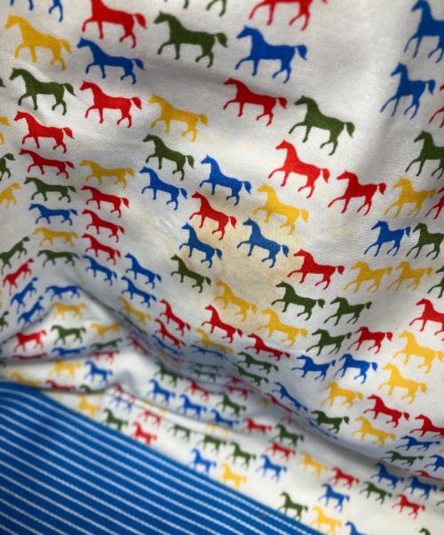 HERMES（エルメス）HERMES (エルメス) カヴァルストライプマザーズトートバッグ ブルーの古着・服飾アイテム