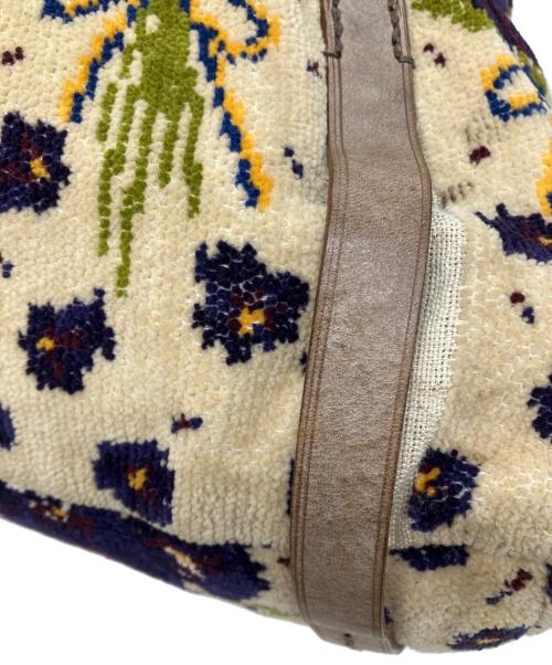 ebagos（エバゴス）ebagos (エバゴス) スミレシェニール織ハンドバッグ ベージュ×パープルの古着・服飾アイテム