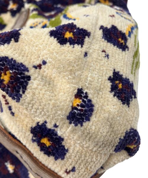 ebagos（エバゴス）ebagos (エバゴス) スミレシェニール織ハンドバッグ ベージュ×パープルの古着・服飾アイテム