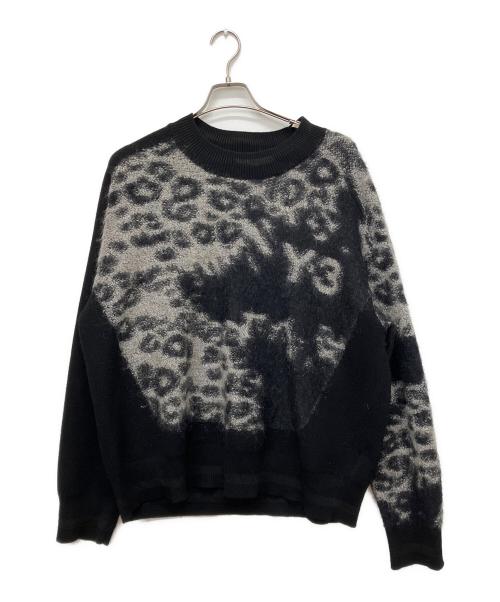 Y-3（ワイスリー）Y-3 (ワイスリー) U LEPPARD KNIT CREW SWEATER ブラック×グレー サイズ:Lの古着・服飾アイテム