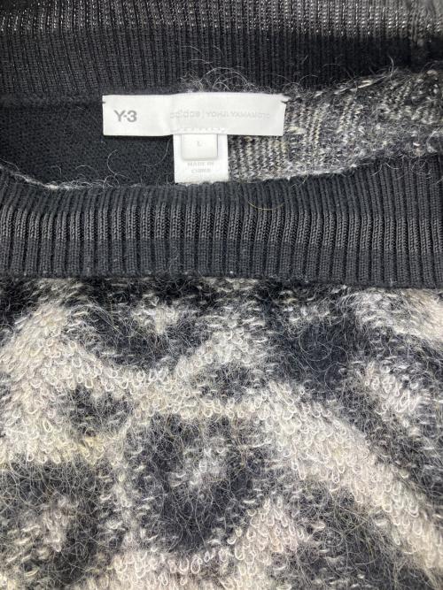 Y-3（ワイスリー）Y-3 (ワイスリー) U LEPPARD KNIT CREW SWEATER ブラック×グレー サイズ:Lの古着・服飾アイテム