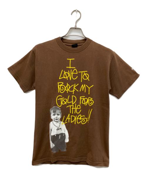 stussy（ステューシー）stussy (ステューシー) I LOVE TO ROCK MY GOLD ブラウン サイズ:Mの古着・服飾アイテム