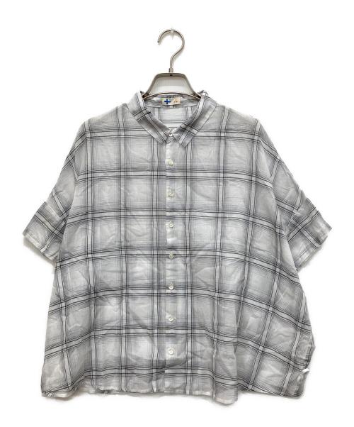 vm（ヴーム）vm (ヴーム) フレンチスリーブシアーチェックシャツ ホワイトの古着・服飾アイテム