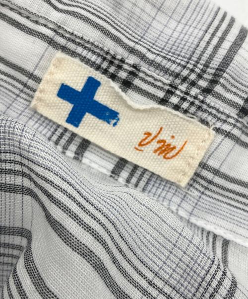 vm（ヴーム）vm (ヴーム) フレンチスリーブシアーチェックシャツ ホワイトの古着・服飾アイテム