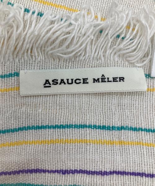 ASAUCE MELER（アソースメレ）ASAUCE MELER (アソースメレ) ベルギーリネン100％ストライプストール アイボリーの古着・服飾アイテム