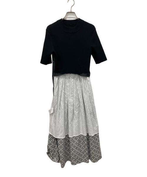 DRESSTERIOR（ドレステリア）DRESSTERIOR (ドレステリア) オーバーラップサークルリブニットコンビドレス ブラック サイズ:36の古着・服飾アイテム