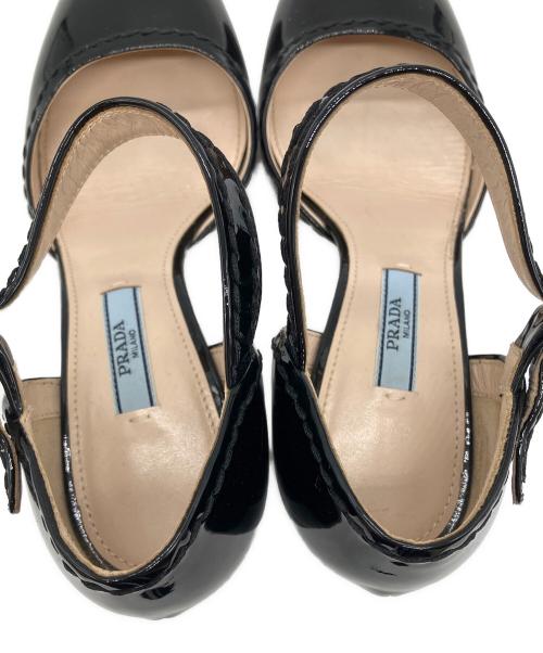 PRADA（プラダ）PRADA (プラダ) エナメルヒールストラップパンプス ブラック サイズ:36の古着・服飾アイテム