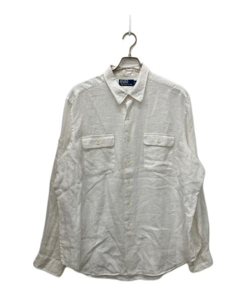 POLO RALPH LAUREN（ポロ・ラルフローレン）POLO RALPH LAUREN (ポロ・ラルフローレン) リネンワークシャツ ホワイト サイズ:XXLの古着・服飾アイテム