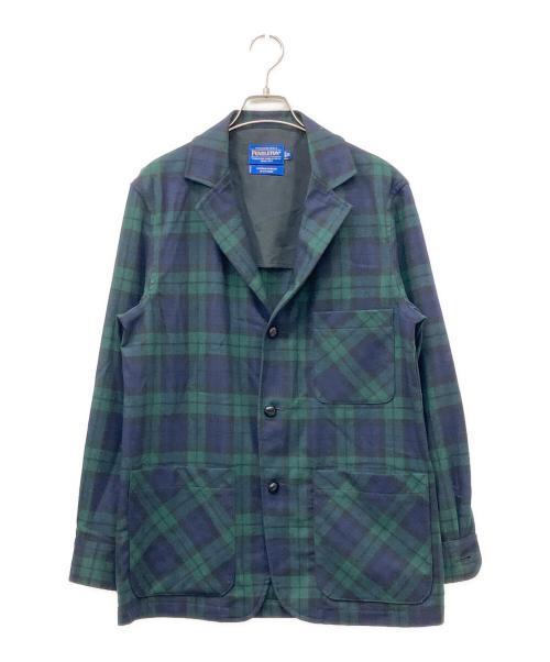 PENDLETON（ペンドルトン）PENDLETON (ペンドルトン) Wool 3B Tailored Jacket グリーン×ネイビー サイズ:Mの古着・服飾アイテム