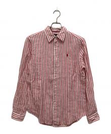 POLO RALPH LAUREN（ポロ・ラルフローレン）の古着「リネンストライプシャツ」｜ホワイト×ピンク