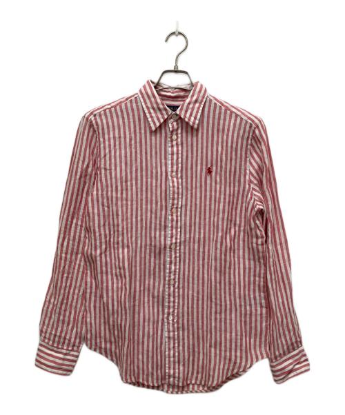 POLO RALPH LAUREN（ポロ・ラルフローレン）POLO RALPH LAUREN (ポロ・ラルフローレン) リネンストライプシャツ ホワイト×ピンク サイズ:Sの古着・服飾アイテム