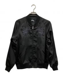 stussy（ステューシー）の古着「パームツリー刺繍スーベニアジャケット」｜ブラック