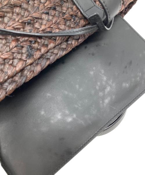 Saint Laurent Paris（サンローランパリ）Saint Laurent Paris (サンローランパリ) パニエスモールラフィアトートバッグ ブラウン×ブラックの古着・服飾アイテム