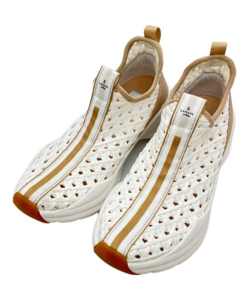 LANVIN en Bleu（ランバンオンブルー）LANVIN en Bleu (ランバンオンブルー) トラックソールメッシュスリッポンスニーカー ホワイト サイズ:23.0cmの古着・服飾アイテム