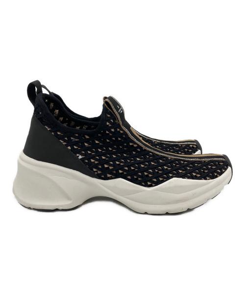 LANVIN en Bleu（ランバンオンブルー）LANVIN en Bleu (ランバンオンブルー) トラックソールメッシュスリッポンスニーカー ブラック サイズ:23cmの古着・服飾アイテム
