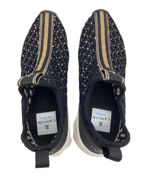 LANVIN en Bleu（ランバンオンブルー）LANVIN en Bleu (ランバンオンブルー) トラックソールメッシュスリッポンスニーカー ブラック サイズ:23cmの古着・服飾アイテム