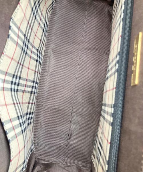BURBERRY（バーバリー）BURBERRY (バーバリー) 裏地ノバチェックハンドバッグ ブラックの古着・服飾アイテム