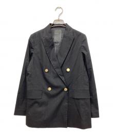 Noble（ノーブル）の古着「麻ストレッチピークドラペルダブルジャケット」｜ブラック