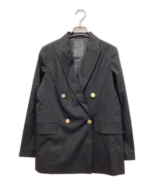 Noble（ノーブル）Noble (ノーブル) 麻ストレッチピークドラペルダブルジャケット ブラック サイズ:34の古着・服飾アイテム