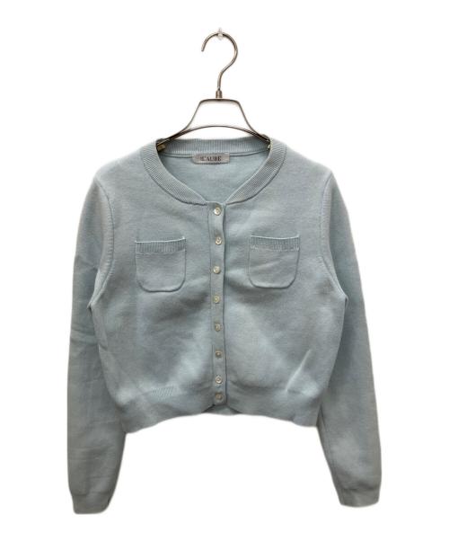 L'AUBE（ローブ）L'aube (ローブ) コンパクトクルーネックカーディガン ブルー サイズ:Fの古着・服飾アイテム