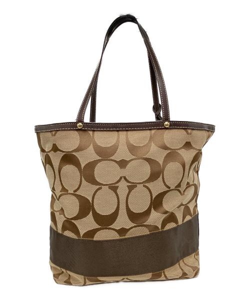 COACH（コーチ）COACH (コーチ) シグネチャーキャンバストートバッグ ブラウンの古着・服飾アイテム
