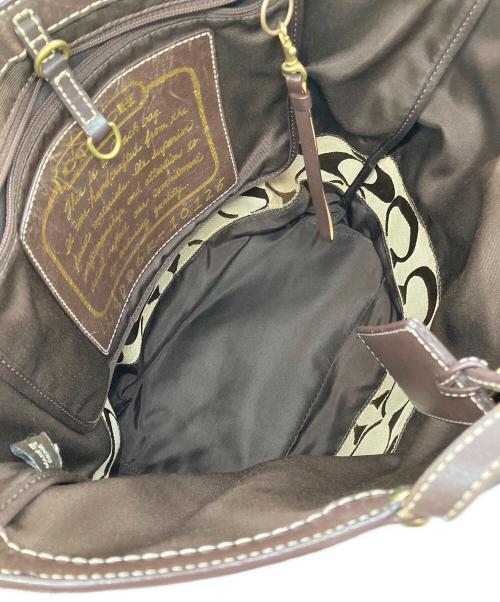 COACH（コーチ）COACH (コーチ) シグネチャーキャンバストートバッグ ブラウンの古着・服飾アイテム