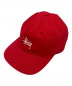 stussyステューシー）の古着「ロゴ6パネルキャップ」｜レッド