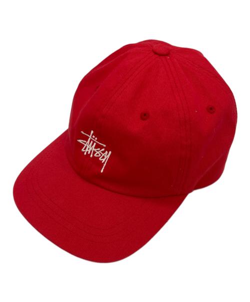 stussy（ステューシー）stussy (ステューシー) ロゴ6パネルキャップ レッド サイズ:記載なしの古着・服飾アイテム