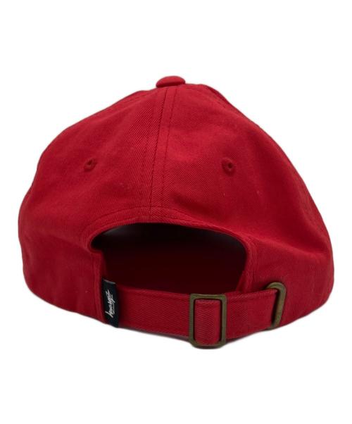 stussy（ステューシー）stussy (ステューシー) ロゴ6パネルキャップ レッド サイズ:記載なしの古着・服飾アイテム