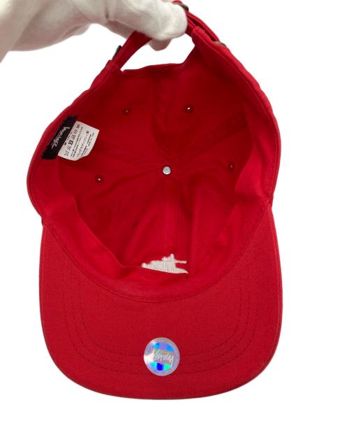 stussy（ステューシー）stussy (ステューシー) ロゴ6パネルキャップ レッド サイズ:記載なしの古着・服飾アイテム