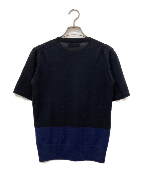 maison kitsune（メゾンキツネ）MAISON KITSUNE (メゾンキツネ) ワンポイント半袖ニット ブラック サイズ:Sの古着・服飾アイテム
