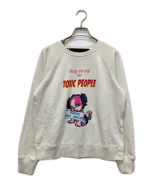 Magda Archer（マグダ・アーチャー）magda archer (マグダ・アーチャー) MARC JACOBS (マークジェイコブス) USED加工プリントスウェットトレーナー ホワイト サイズ:XSの古着・服飾アイテム