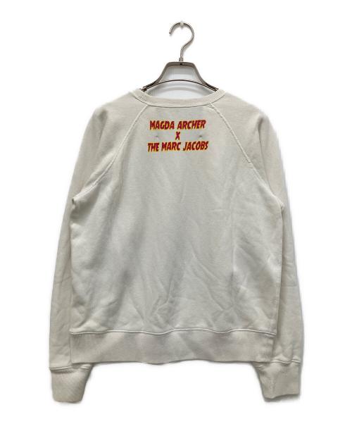 Magda Archer（マグダ・アーチャー）magda archer (マグダ・アーチャー) MARC JACOBS (マークジェイコブス) USED加工プリントスウェットトレーナー ホワイト サイズ:XSの古着・服飾アイテム