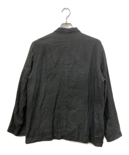 pas de calais（パドカレ）pas de calais (パドカレ) 製品染めコットンリネンジャケット ブラック サイズ:36の古着・服飾アイテム