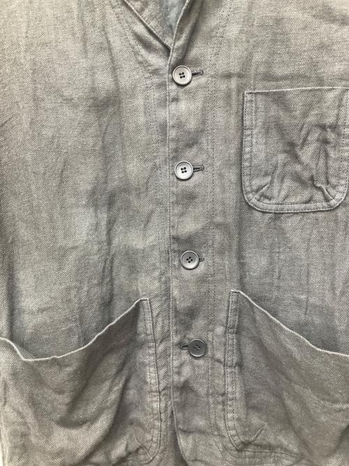 pas de calais（パドカレ）pas de calais (パドカレ) 製品染めコットンリネンジャケット ブラック サイズ:36の古着・服飾アイテム