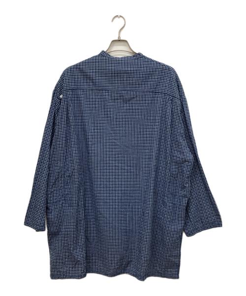 CAHLUMN（カウラム）CAHLUMN (カウラム) Indigo Madras Check Pullover Stand Collar Shirt ブルー サイズ:Lの古着・服飾アイテム