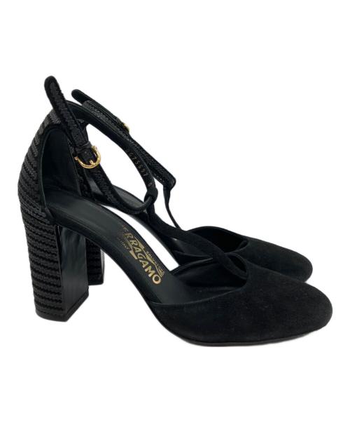 Salvatore Ferragamo（サルヴァトーレ フェラガモ）Salvatore Ferragamo (サルヴァトーレ フェラガモ) Fergie　ストラップサンダル ブラック サイズ:6 1/2の古着・服飾アイテム