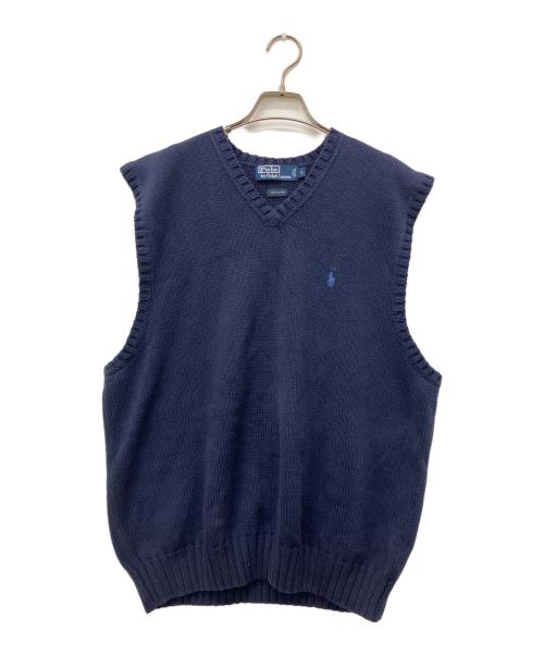 POLO RALPH LAUREN（ポロ・ラルフローレン）POLO RALPH LAUREN (ポロ・ラルフローレン) 90s 香港製 コットンニットベスト ネイビー サイズ:Lの古着・服飾アイテム