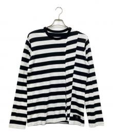 Y's（ワイズ）の古着「STRIPE Y'S STITCH LONG SLEEVE T」｜ホワイト×ブラック