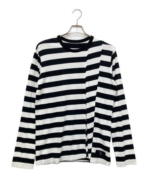 Y's（ワイズ）Y's (ワイズ) STRIPE Y'S STITCH LONG SLEEVE T ホワイト×ブラック サイズ:4の古着・服飾アイテム