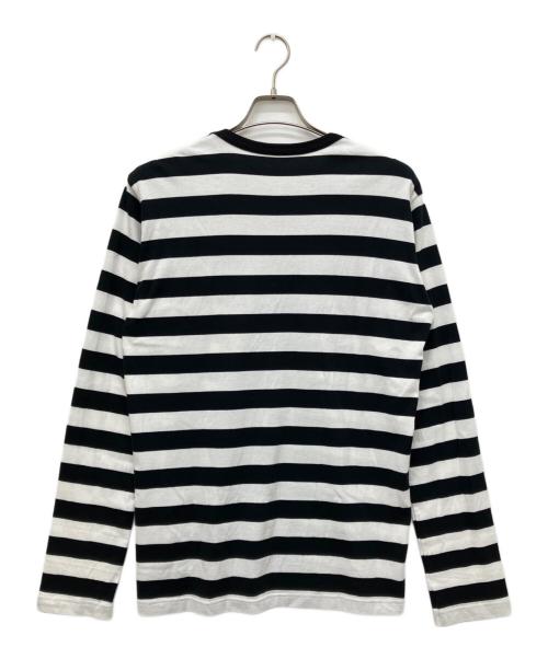 Y's（ワイズ）Y's (ワイズ) STRIPE Y'S STITCH LONG SLEEVE T ホワイト×ブラック サイズ:4の古着・服飾アイテム